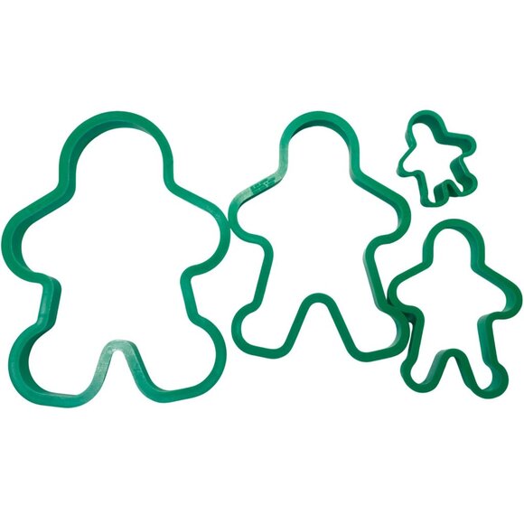Gingerbread Man Cookie Cutters By Wilton Set Of 4 Green Family Vintage - Picture 5 of 5